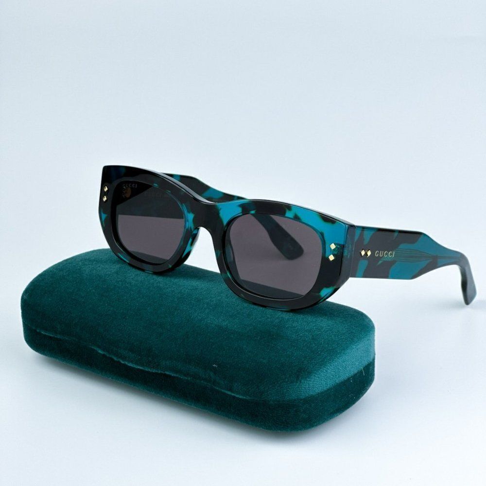 NEW Gucci GG1215S 001 Havana Grey Rectangle Unisex Sunglasses GG 1215S